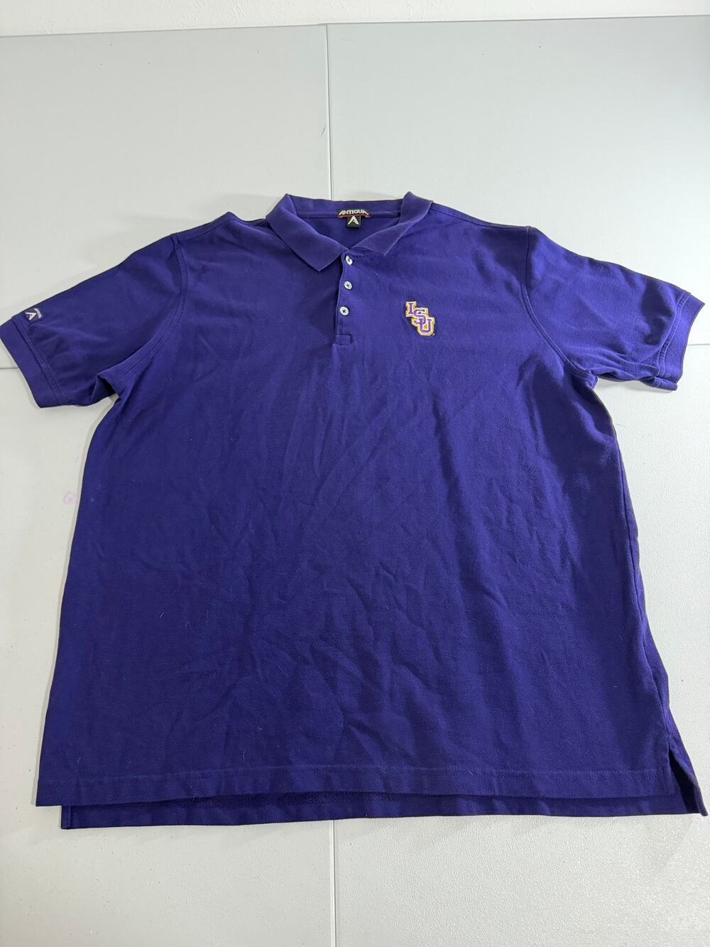 LSU Tigers Antigua Polo Shirt Size 2XL Purple Embroidered Logo Golf Style